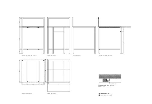Planta, Cortes e Al�ados da Mesa da Cozinha